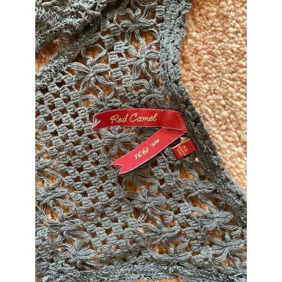 Red Camel est. 1931 Women’s Crotchet Vest Grey Open Front XL - Picture 3 of 3